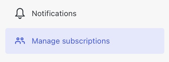 The "Manage Subscriptions" option in the Reader sidebar.