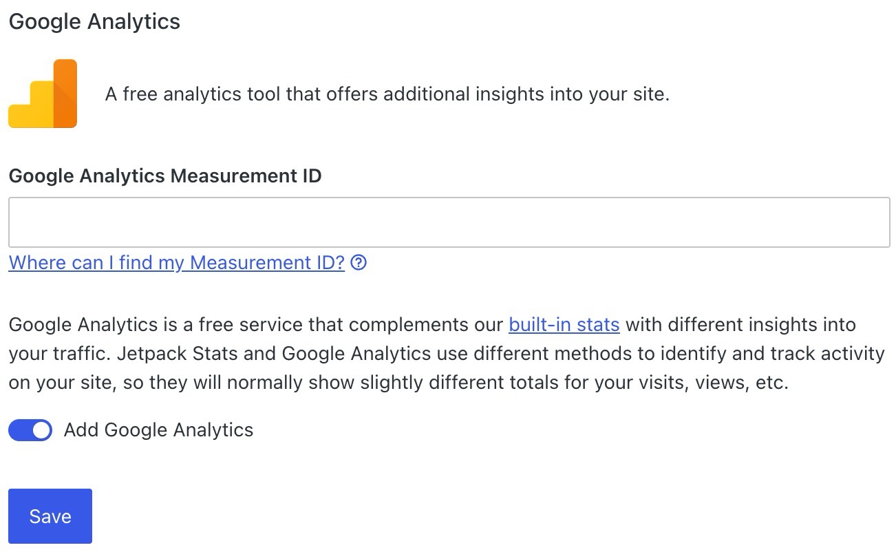 The Google Analytics section of the Traffic tab of your WordPress.com dashboard.