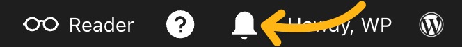 Notifications bell icon at the top right of the Admin Bar.